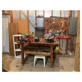 CONTENTS OF WORKBENCH - 5" BENCH VISE, CLEANING