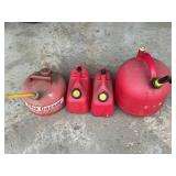 EAGLE METAL & 3 PLASTIC GAS CANS