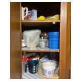 CONTENTS OF CABINET IN KITCHEN - FOOD CHOPPER, TEA