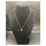 14KT GOLD 16" NECKLACE WITH HEART PENDANT - 2.45TW