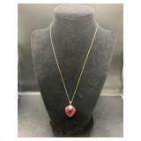10KT GOLD 18" NECKLACE WITH HEART PENDANT - 5.51TW