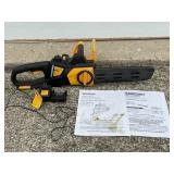 YARDWORKS 20V CORDLESS CHAINSAW WITH CHARGER &