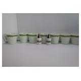 LOT OF 7 PYREX SPRING BLOSSOM COFFEE MUGS & SALT