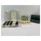 FISHING FLIES, POCKET TACKLE BOX AND RUBBER WORMS
