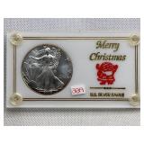 2002 US SILVER EAGLE IN MERRY CHRISTMAS CAPITAL