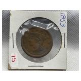 1853 LARGE CENT