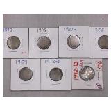 LOT OF 7 LIBERTY HEAD V NICKEL