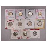 LOT OF 11 JEFFERSON NICKELS - MANY BU OR UNC