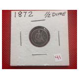 1872 LIBERTY SEATED HALF DIME