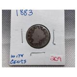 1883 LIBERTY HEAD V NICKEL - WITH CENTS