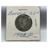 1908-D BARBER HEAD QUARTER