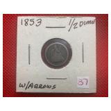 1853 LIBERTY SEATED HALF DIME