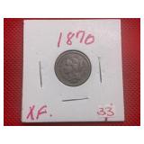 1870 SILVER THREE CENT PIECE