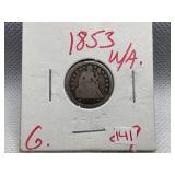 1853 LIBERTY SEATED DIME WITH ARROWS