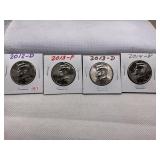 LOT OF 4 KENNEDY HALF DOLLARS