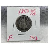1853 LIBERTY SEATED QUARTER