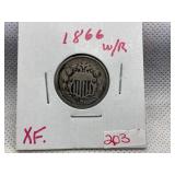 1866 SHIELD NICKEL WITH RAYS