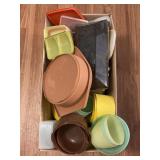 LARGE BOX LOT OF ASSORTED VINTAGE TUPPERWARE
