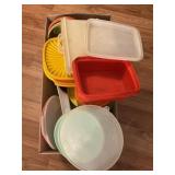 LARGE BOX LOT OF ASSORTED VINTAGE TUPPERWARE