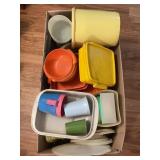 LARGE BOX LOT OF ASSORTED VINTAGE TUPPERWARE