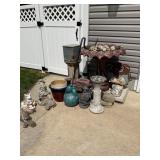 OUTDOOR CEMENT FOUNTAIN, PLANTERS AND OTHER YARD