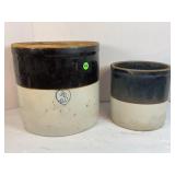 HEART 3 & 1 GALLON PRIMITIVE STONEWARE CROCKS