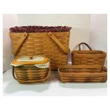 LOT OF 4 LONGABERGER BASKETS WITH LINERS - 2001