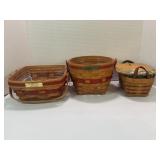 LOT OF 3 LONGABERGER BASKETS WITH LINERS - 1997