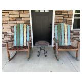 LOT OF 2 WOOD ROCKING CHAIRS WITH TABLE