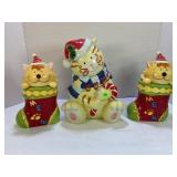 CAT CHRISTMAS COOKIE JAR WITH TWO CATS IN STOCKING