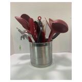 CANISTER WITH SPATULAS, SPOONS, WHISKS AND MORE -