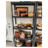 PLASTIC SHELVING UNIT WITH CONTENTS - ENAMELWARE,