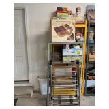 METAL AND PLASTIC SHELVING UNITS WITH CONTENTS -