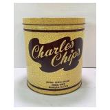 CHARLES CHIPS METAL POTATO CHIP 1 LB. TIN WITH LID