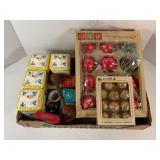 JAPAN CERAMIC SPICE JAR SET,  GLASS CHRISTMAS