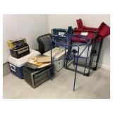 REMAINDER IN GARAGE - LAWN CHAIRS, METAL TABLE,