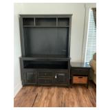 WOOD ANTIQUED TV OR STORAGE CABINET WITH SIDE