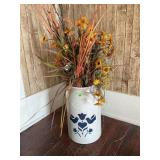 CLINTON POTTERY DECORATIVE STONEWARE CROCK WITH