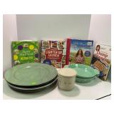 LONGABERGER POTTERY CROCK WITH LID, COOK BOOKS,