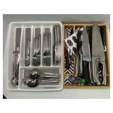 LARGE SELECTION OF KITCHEN KNIVES, FORKS, SPOONS &