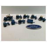 FORD 1/64 SCALE TOY TRACTORS, FARM IMPLEMENTS AND