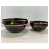 PRIMITIVE 9" & 7" STONEWARE CROCK MIXING BOWL