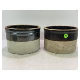 LOT OF 2 PRIMITIVE STONEWARE CROCK