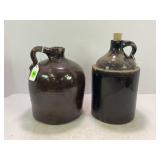 LOT OF 2 PRIMITIVE STONEWARE WHISKEY JUGS