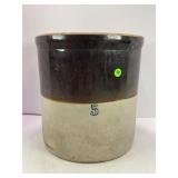 5 GALLON PRIMITIVE STONEWARE CROCK