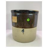 4 GALLON PRIMITIVE STONEWARE CROCK