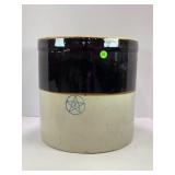 6 GALLON STAR PRIMITIVE STONEWARE CROCK