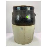5 GALLON PRIMITIVE STONEWARE CROCK BUTTER CHURN