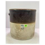 3 GALLON PRIMITIVE STONEWARE CROCK