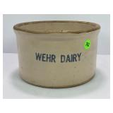 WEHR DAIRY PRIMITIVE STONEWARE COTTAGE CHEESE